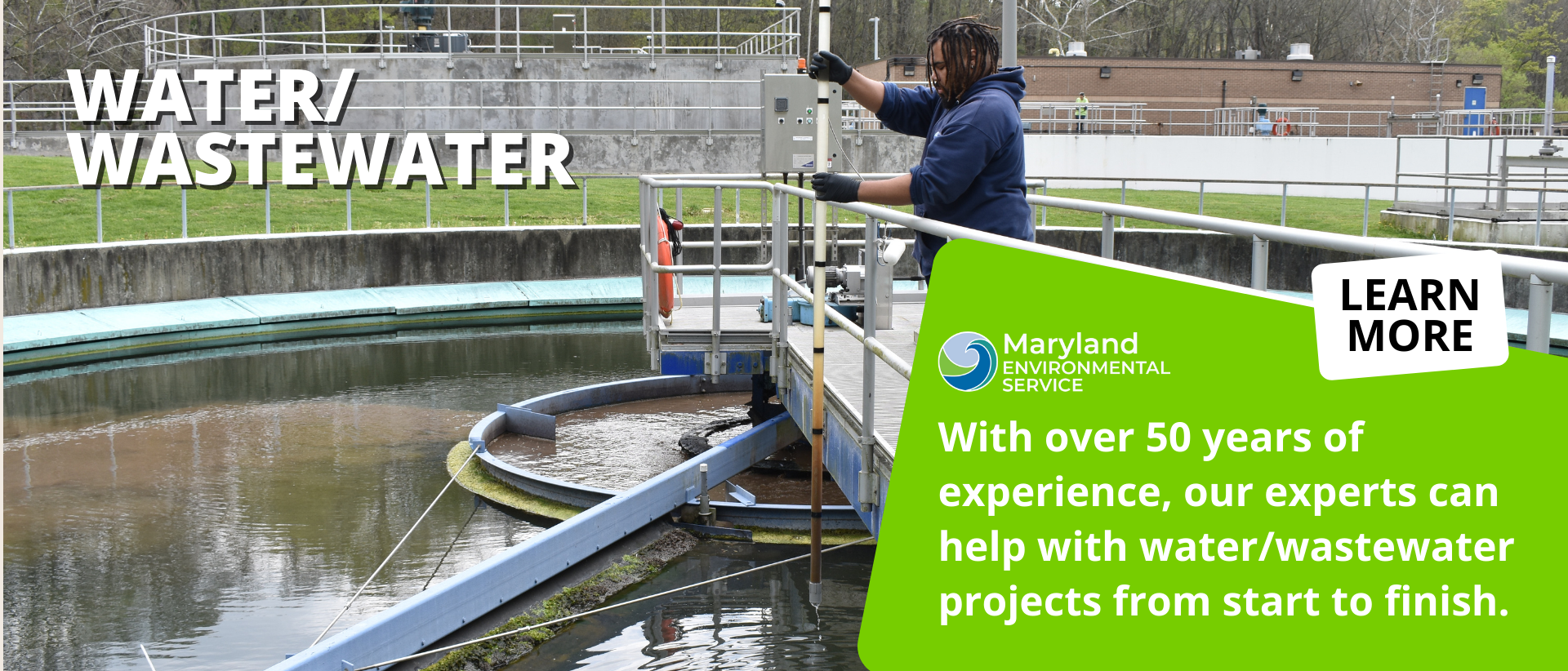 Staff performing monitoring testing at a wastewater plant