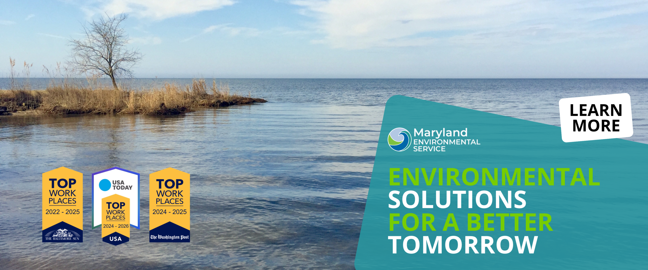 Chesapeake Bay Shoreline with Top Workplaces Ribbons